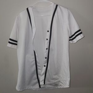 Men's White and Black Striped Shirt